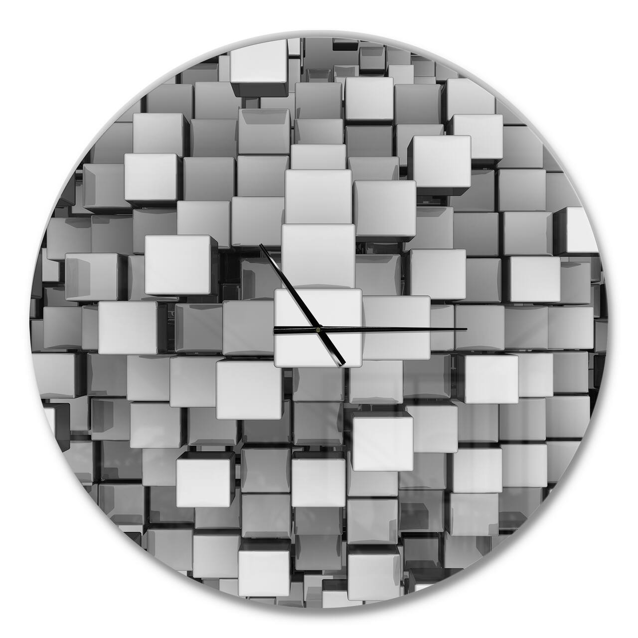 Designart Black And Gray Cubes Wall Clock